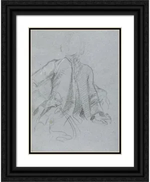 ArtDirect Francesco Lorenzi 14x18 Black Ornate Frame and Double Matted Museum Art Print Titled: Verona Sketchbook: Gentleman (Page 54) (1760)