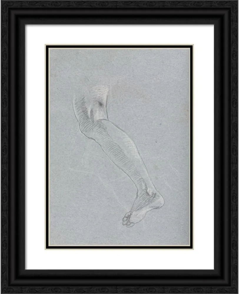 ArtDirect Francesco Lorenzi 14x18 Black Ornate Frame and Double Matted Museum Art Print Titled: Verona Sketchbook: Left Leg (Page 28) (1760)
