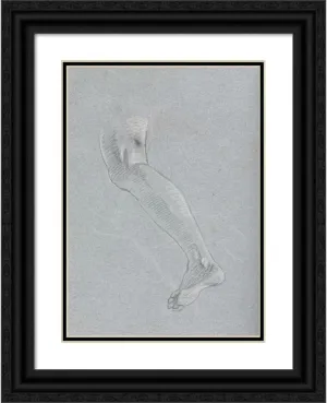 ArtDirect Francesco Lorenzi 14x18 Black Ornate Frame and Double Matted Museum Art Print Titled: Verona Sketchbook: Left Leg (Page 28) (1760)