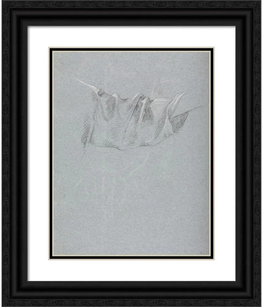 ArtDirect Francesco Lorenzi 15x18 Black Ornate Frame and Double Matted Museum Art Print Titled: Drapery Study (1760)