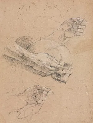ArtDirect Francesco Lorenzi 15x18 Gold Ornate Frame and Double Matted Museum Art Print Titled - Study of Hands and Skull (1760)
