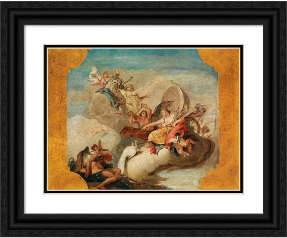 ArtDirect Francesco Lorenzi 18x14 Black Ornate Frame and Double Matted Museum Art Print Titled: Juno Unshackling Time and Chastity with Matrimonial Fidelity and Good Council