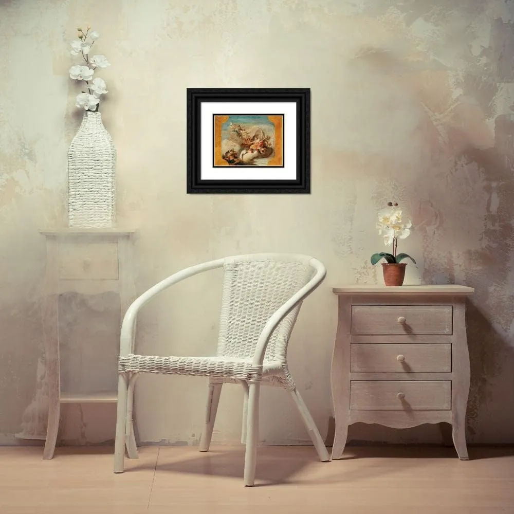 ArtDirect Francesco Lorenzi 18x14 Black Ornate Frame and Double Matted Museum Art Print Titled: Juno Unshackling Time and Chastity with Matrimonial Fidelity and Good Council