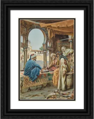 ArtDirect François Nardi 14x18 Black Ornate Frame and Double Matted Museum Art Print Titled: The Game Of Draughts