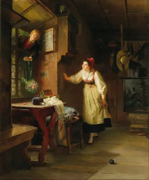 ArtDirect Friedrich Ortlieb 15x17 Gold Ornate Frame and Double Matted Museum Art Print Titled - The Secret Visit of the Suitor