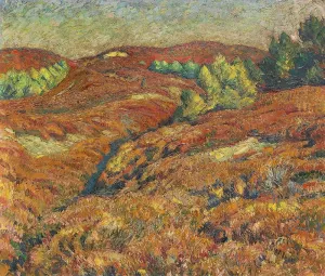 ArtDirect Georg Burmester 17x15 Gold Ornate Frame and Double Matted Museum Art Print Titled - Autumn in the Heide (1910)