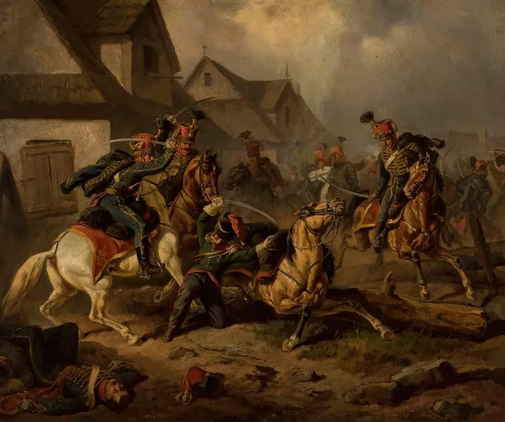 ArtDirect Henryk Pillati 17x15 Gold Ornate Frame and Double Matted Museum Art Print Titled - Death of Berek Joselewicz in Kock (1867)