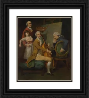 ArtDirect Johan Joseph Zoffany 15x17 Black Ornate Frame and Double Matted Museum Art Print Titled: Self-Portrait with His Daughter Maria Theresa, James Cervetto, and Giacobbe Cervetto (1780)