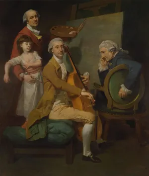 ArtDirect Johan Joseph Zoffany 15x17 Gold Ornate Frame and Double Matted Museum Art Print Titled - Self-Portrait with His Daughter Maria Theresa, James Cervetto, and Giacobbe Cervetto (1780)