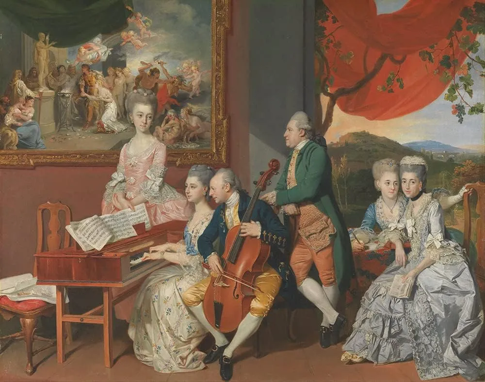 ArtDirect Johan Joseph Zoffany 18x15 Black Ornate Frame and Double Matted Museum Art Print Titled: The Gore Family with George, 3rd Earl Cowper (ca. 1775)