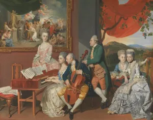 ArtDirect Johan Joseph Zoffany 18x15 Gold Ornate Frame and Double Matted Museum Art Print Titled - The Gore Family with George, 3rd Earl Cowper (ca. 1775)