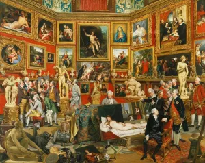 ArtDirect Johan Joseph Zoffany 18x15 Gold Ornate Frame and Double Matted Museum Art Print Titled - Tribuna of the Uffizi