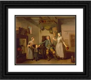 ArtDirect Johan Joseph Zoffany 24x20 Black Ornate Framed and Double Matted Museum Art Print Titled: David Garrick and Mary Bradshaw in David Garrick's ‘The Farmer's Return’ (ca. 1762)