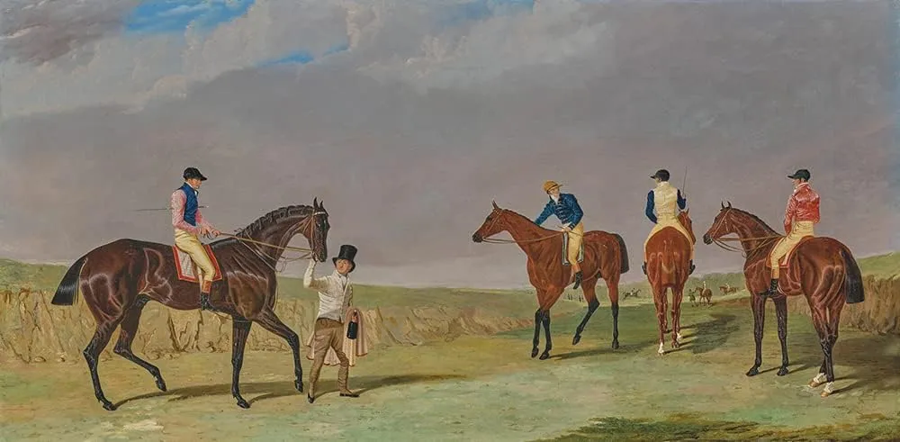 ArtDirect John Frederick Herring Snr. 18x11 Gold Ornate Frame and Double Matted Museum Art Print Titled - Preparing for the Doncaster Gold Cup (1825)