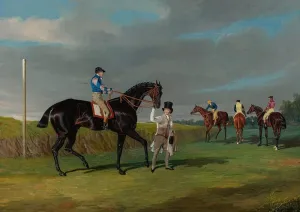 ArtDirect John Frederick Herring Snr. 18x14 Gold Ornate Frame and Double Matted Museum Art Print Titled - Preparing to Start for the Doncaster Gold Cup (1825)