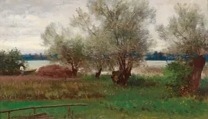 ArtDirect Joseph Wopfner 18x12 Gold Ornate Frame and Double Matted Museum Art Print Titled - Weiden Am Chiemsee