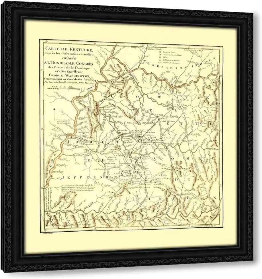 ArtDirect Kentucky - Filson 1785 20x22 Black Ornate Wood Framed Canvas Giclee Art by Filson