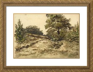 ArtDirect Millet, Jean-Francois 24x19 Gold Ornate Framed Art Print with Double Matting Titled: Upward Path Near Vichy