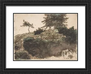 ArtDirect Millet, Jean-Francois 24x20 Black Ornate Framed Art Print with Double Matting Titled: Landscape Vichy I