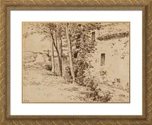 ArtDirect Millet, Jean-Francois 24x20 Gold Ornate Framed Art Print with Double Matting Titled: Water Mill near Vichy ll
