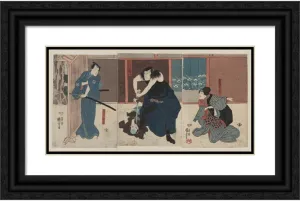 ArtDirect Utagawa Kuniyoshi 18x11 Black Ornate Frame and Double Matted Museum Art Print Titled: Igami No Gonta Gonta Nyobo Kosen Shume Kokingo (1848)