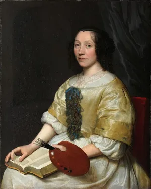 ArtDirect Wallerant Vaillant 15x18 Gold Ornate Frame and Double Matted Museum Art Print Titled - Maria Van Oosterwijck. Flower Painter (1671)
