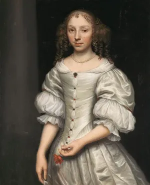 ArtDirect Wallerant Vaillant 15x18 Gold Ornate Frame and Double Matted Museum Art Print Titled - Portrait of a Woman (1660-1677)