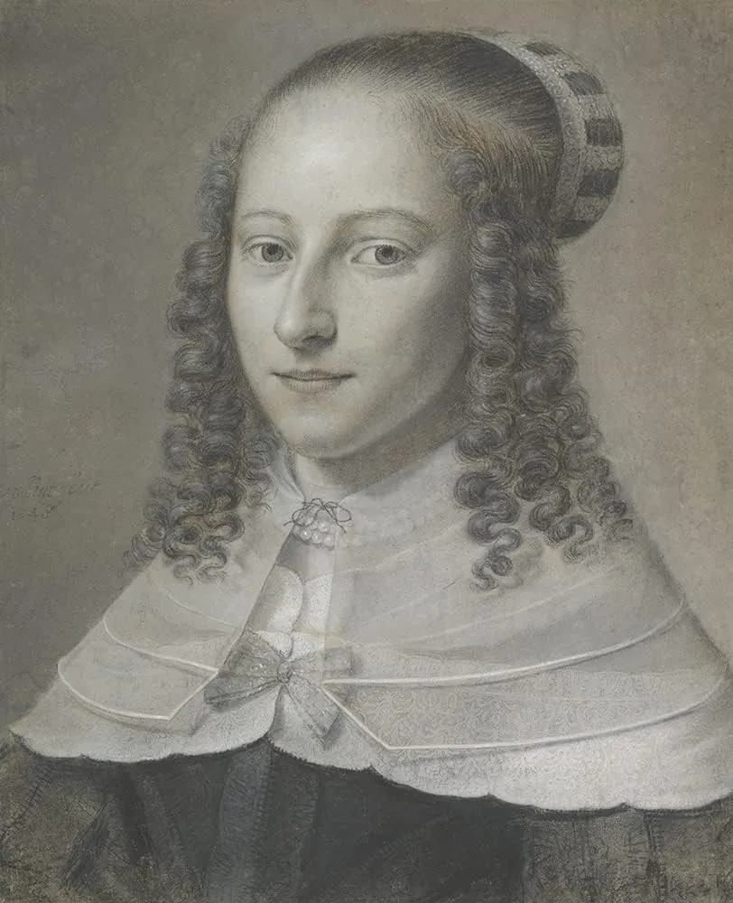 ArtDirect Wallerant Vaillant 15x18 Gold Ornate Frame and Double Matted Museum Art Print Titled - Portrait of a Young Woman (17th Century)
