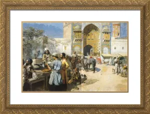 ArtDirect Weeks, Lord Edwin 24x19 Gold Ornate Framed Art Print with Double Matting Titled: An Open Air Restaurant Lahore