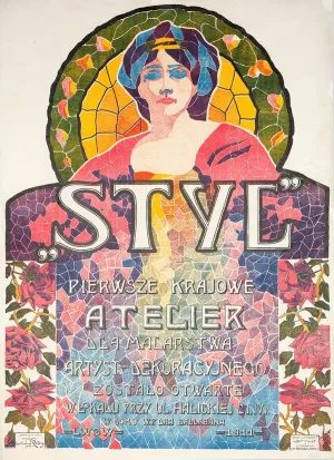 ArtDirect Wilhelm Rody 14x18 Gold Ornate Frame and Double Matted Museum Art Print Titled - Style' the First National Atelier for Painting (1911)