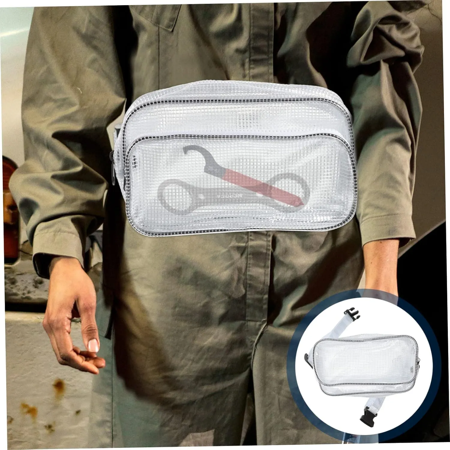 ARTIBETTER Pvc Tool Bag Sports Waist Bag Packing Clear Body Bag Duffel Adjustable Belt Bag Electrician Belt Bag Lole Bags Transparent Belt Bag Clear Tool Pouch Travel Storage Bag Duffle White
