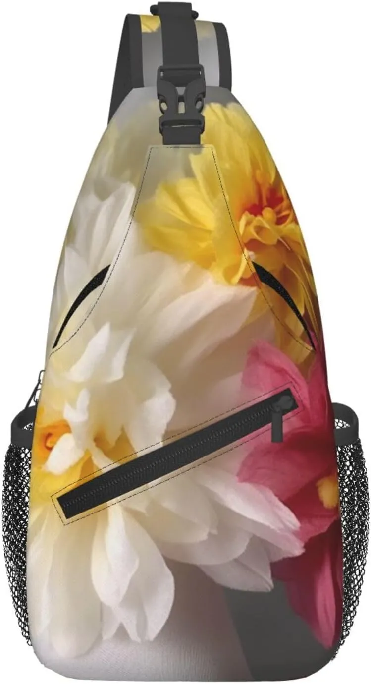 Artificial flower Cross Chest Bag Diagonally Sling Backpack Outdoor Travel Cycling Bag for Men Women