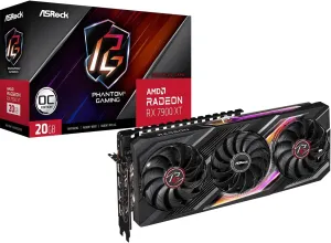 ASRock AMD Radeon™ RX 7900 XT Phantom Gaming 20GB OC Graphics Card 320 Bit 7680 x 4320 0dB Silent Cooling 3 x DisplayPort™ 2.1 GDDR6 1 x HDMI™ 2.1 20Gbps PCI Express 4.0