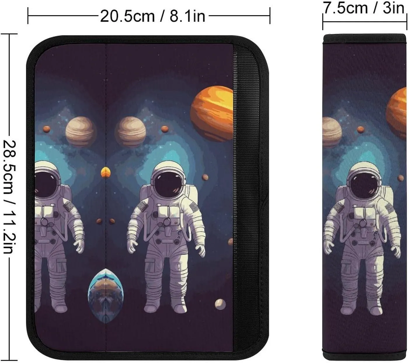 Astronaut Solar System Planets Auto Seat Belt Cover 2PCS Universal Car Seat Belt Shoulder Protector Pad, Protect Your Shoulders and Neck for Car Seat Belt, Shoulder Bag, Backpack