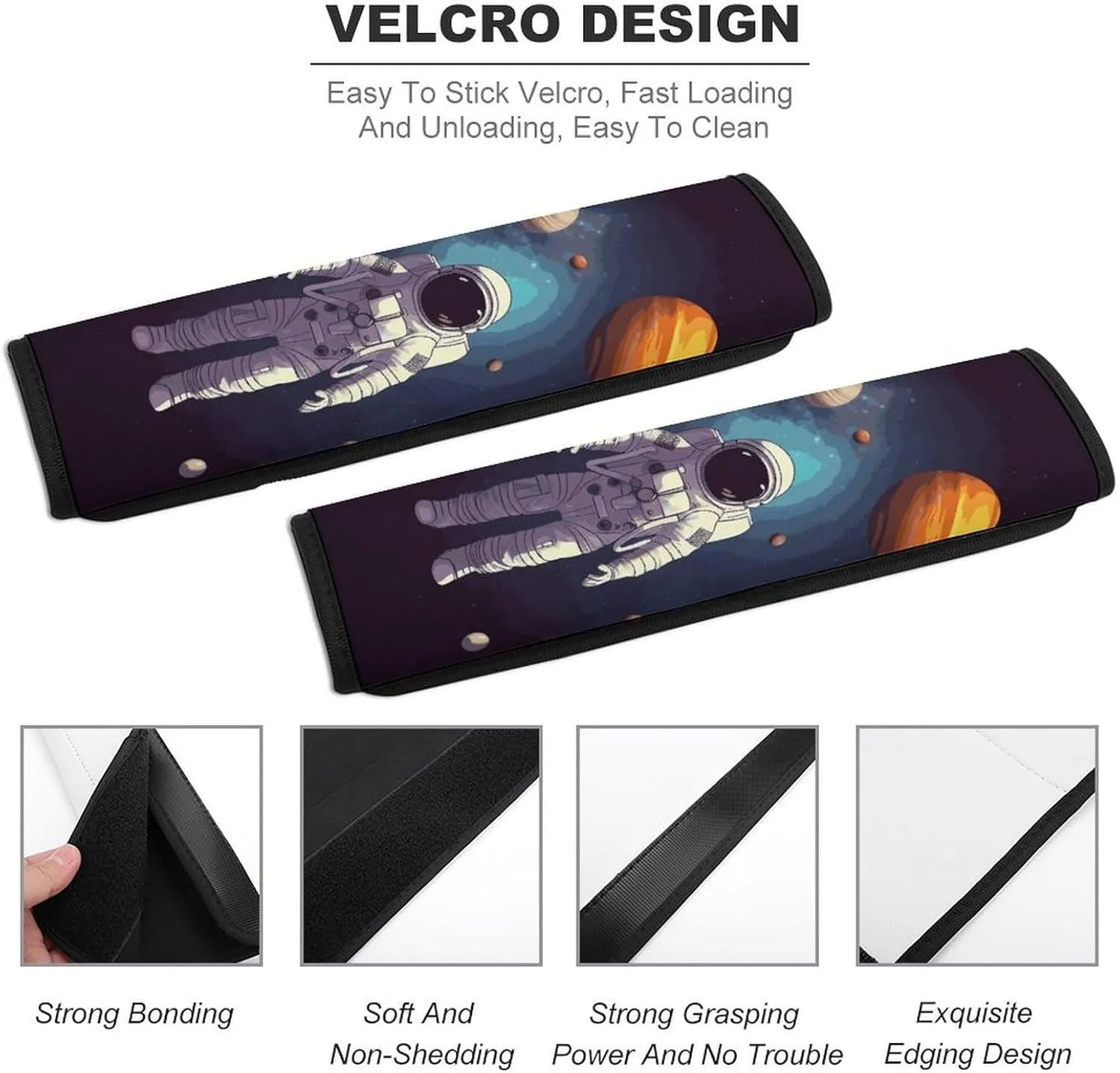 Astronaut Solar System Planets Auto Seat Belt Cover 2PCS Universal Car Seat Belt Shoulder Protector Pad, Protect Your Shoulders and Neck for Car Seat Belt, Shoulder Bag, Backpack