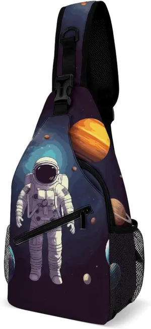 Astronaut Solar System Planets Sling Bag for Men Women Waterproof Chest Bag Print Cross Chest Bag Diagonally Gym Sport Travel Hiking Daypack