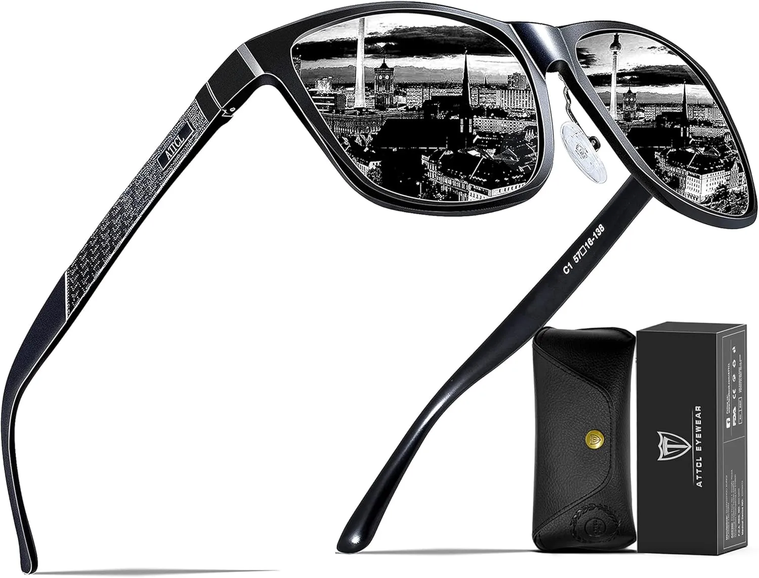 ATTCL Men's Retro Metal Frame Driving Polarized Sunglasses For Men Sun glasses