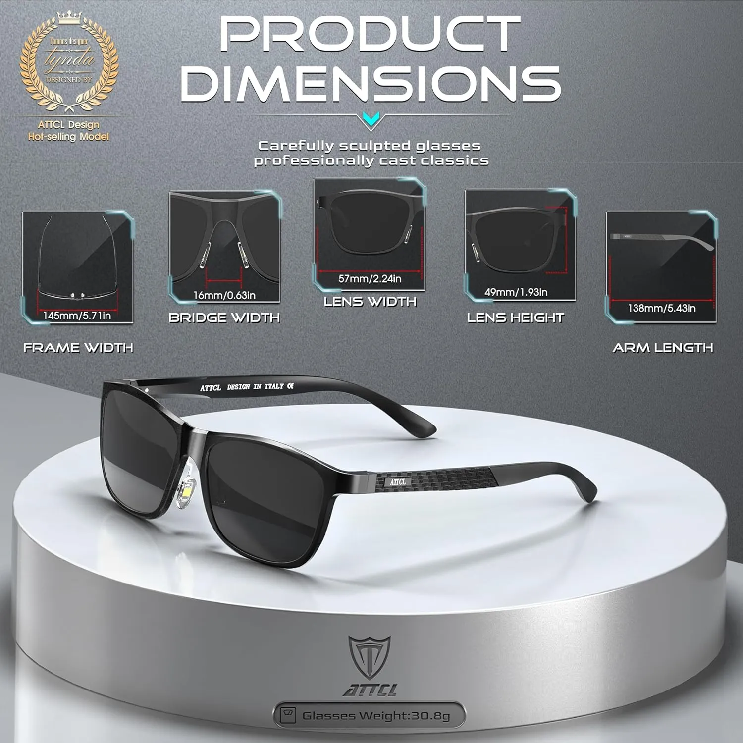 ATTCL Men's Retro Metal Frame Driving Polarized Sunglasses For Men Sun glasses