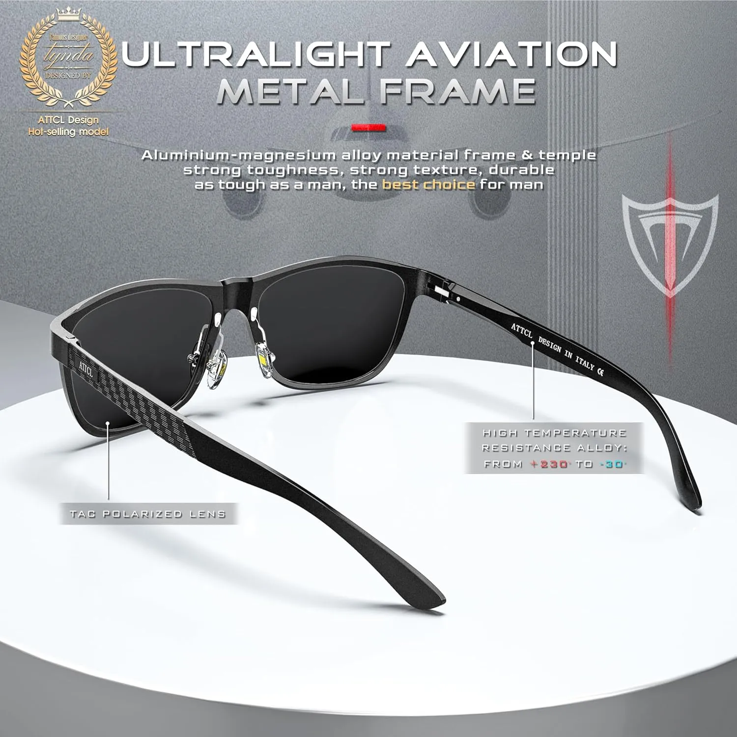 ATTCL Men's Retro Metal Frame Driving Polarized Sunglasses For Men Sun glasses