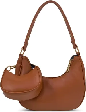 AUDTOPE Shoulder Bags for Women, Crescent Moon Handbag Cute Hobo Bag Faux Leather Mini Clutch Purse with Zipper Closure