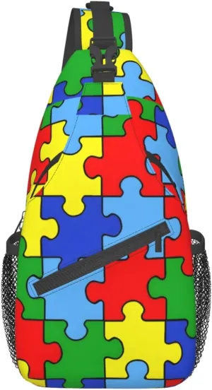 Autism Awareness Bag Crossbody Sling Backpack Travel Hiking Daypack Autism Chest Bags Shoulder Bag For Women Men