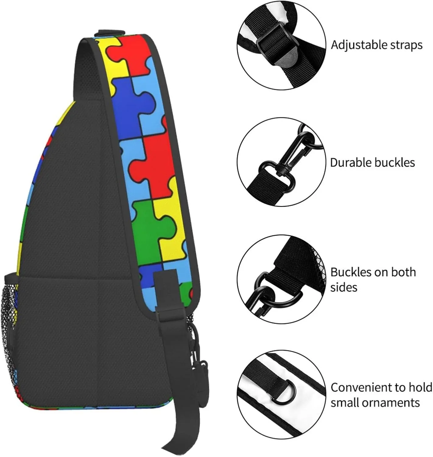 Autism Awareness Bag Crossbody Sling Backpack Travel Hiking Daypack Autism Chest Bags Shoulder Bag For Women Men