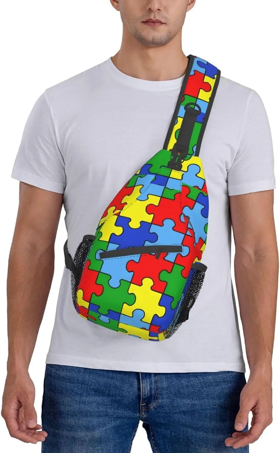 Autism Awareness Bag Crossbody Sling Backpack Travel Hiking Daypack Autism Chest Bags Shoulder Bag For Women Men