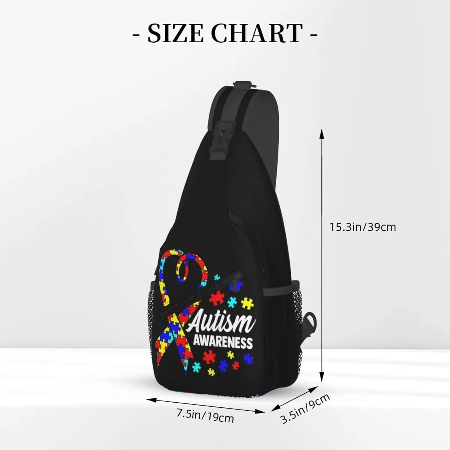 Autism Awareness Sling Bag Cute Crossbody Backpack Shoulder Chest Bags for Men Women Cycling Travel Walking