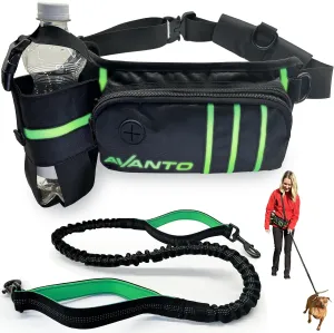 AVANTO Hands Free Dog Leash with Waist Belt – Adjustable Running Belt for Dogs, Reflective Bungee, Dual Handles, Durable for Large Dogs, No-Pull Jogging & Hiking Leash for Active Pet Owners