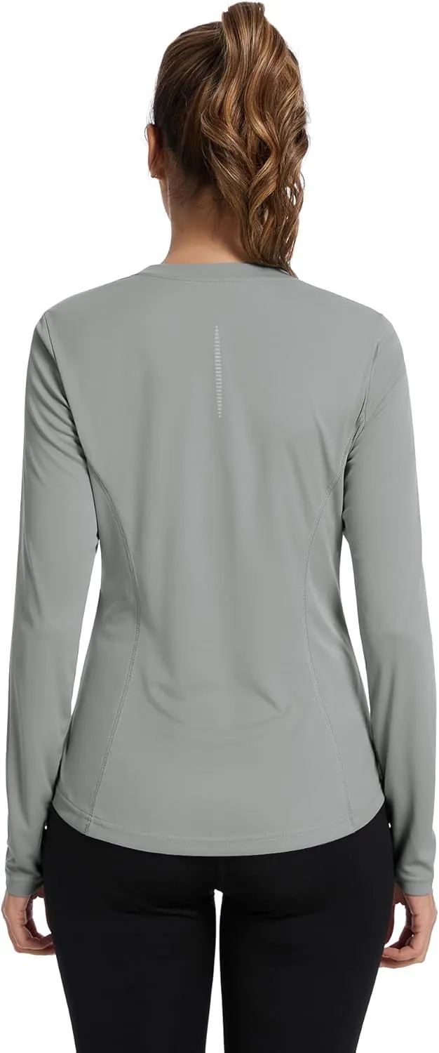 Avoogue Women UPF 50  UV Shirts Long Sleeve with Thumb Holes Workout Sun Shirt Quick Dry Athletic Hiking Running Tops