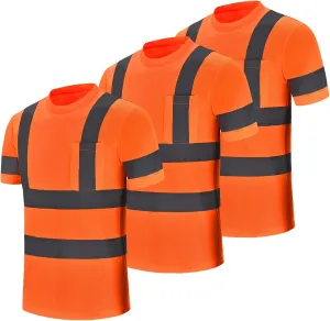 AYKRM Hi Vis T Shirt ANSI Class 3 V Neck Reflective Safety High Visibility Shirts (XS-6XL)
