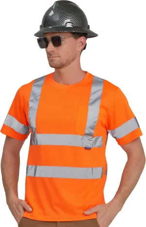 AYKRM Hi Vis T Shirt ANSI Class 3 V Neck Reflective Safety High Visibility Shirts (XS-6XL)
