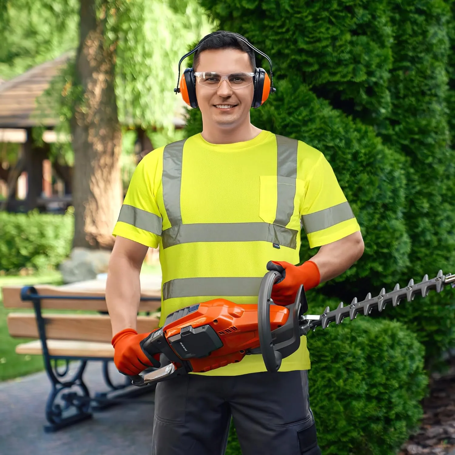 AYKRM Hi Vis T Shirt ANSI Class 3 V Neck Reflective Safety High Visibility Shirts (XS-6XL)