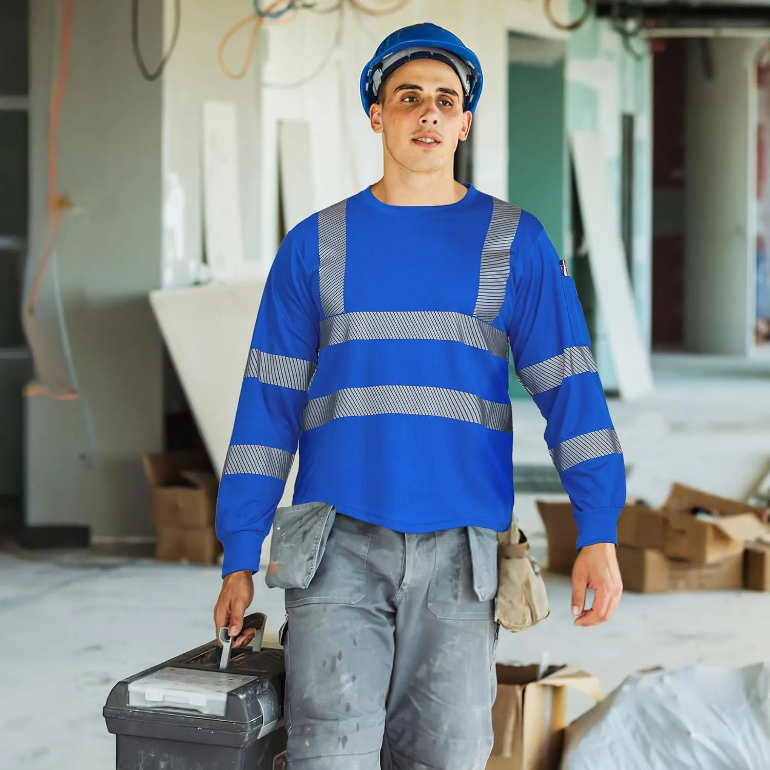AYKRM Safety High Visibility Long Sleeve Construction Work Shirts Class 3 Workwear | Hi Vis Shirt